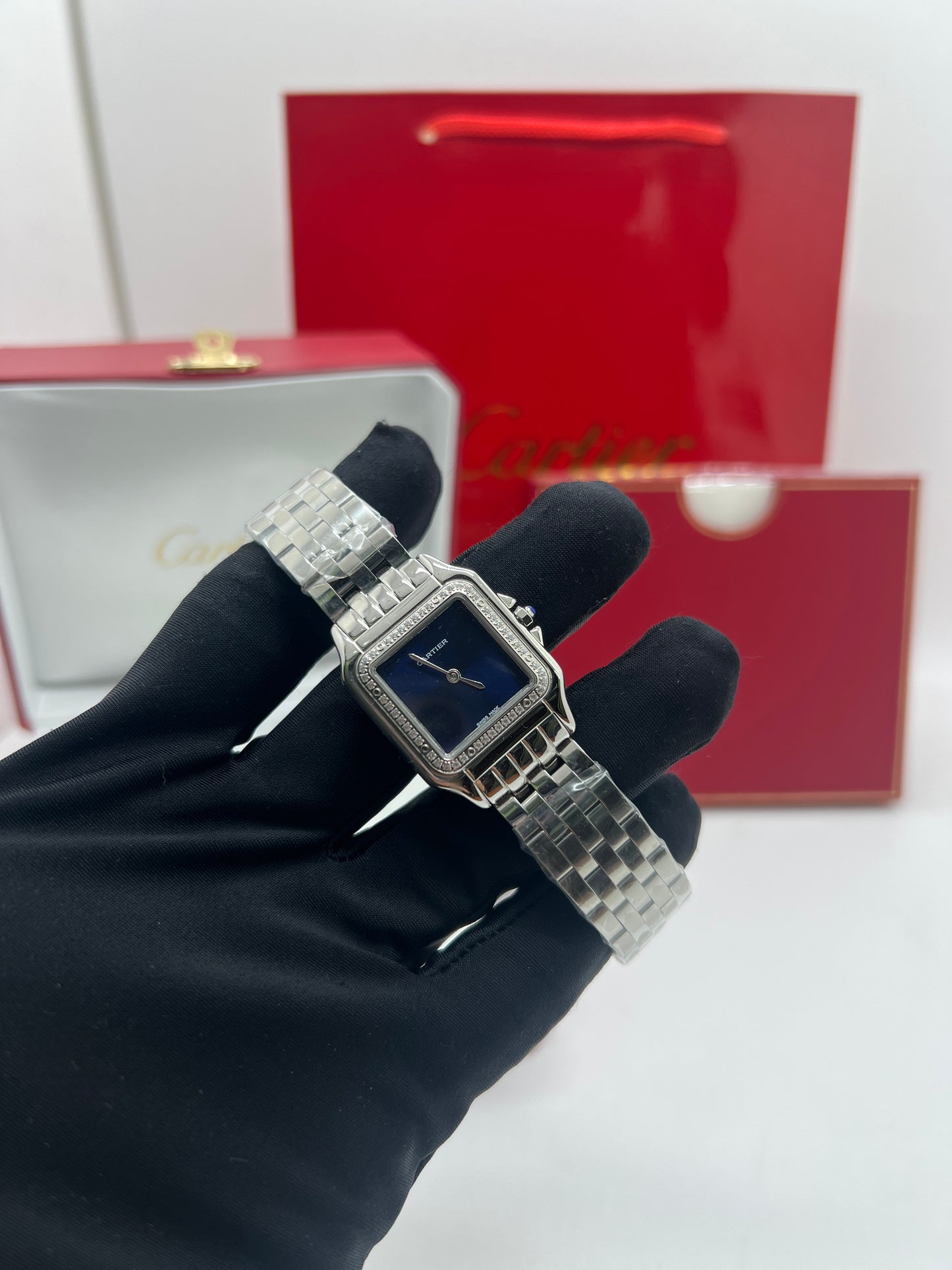 Cartier Panthère Silver Blue Dial 27 mm