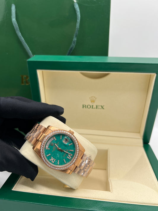 Rolex Day-Date 36 Green Aventurine Dial Unisex Watch