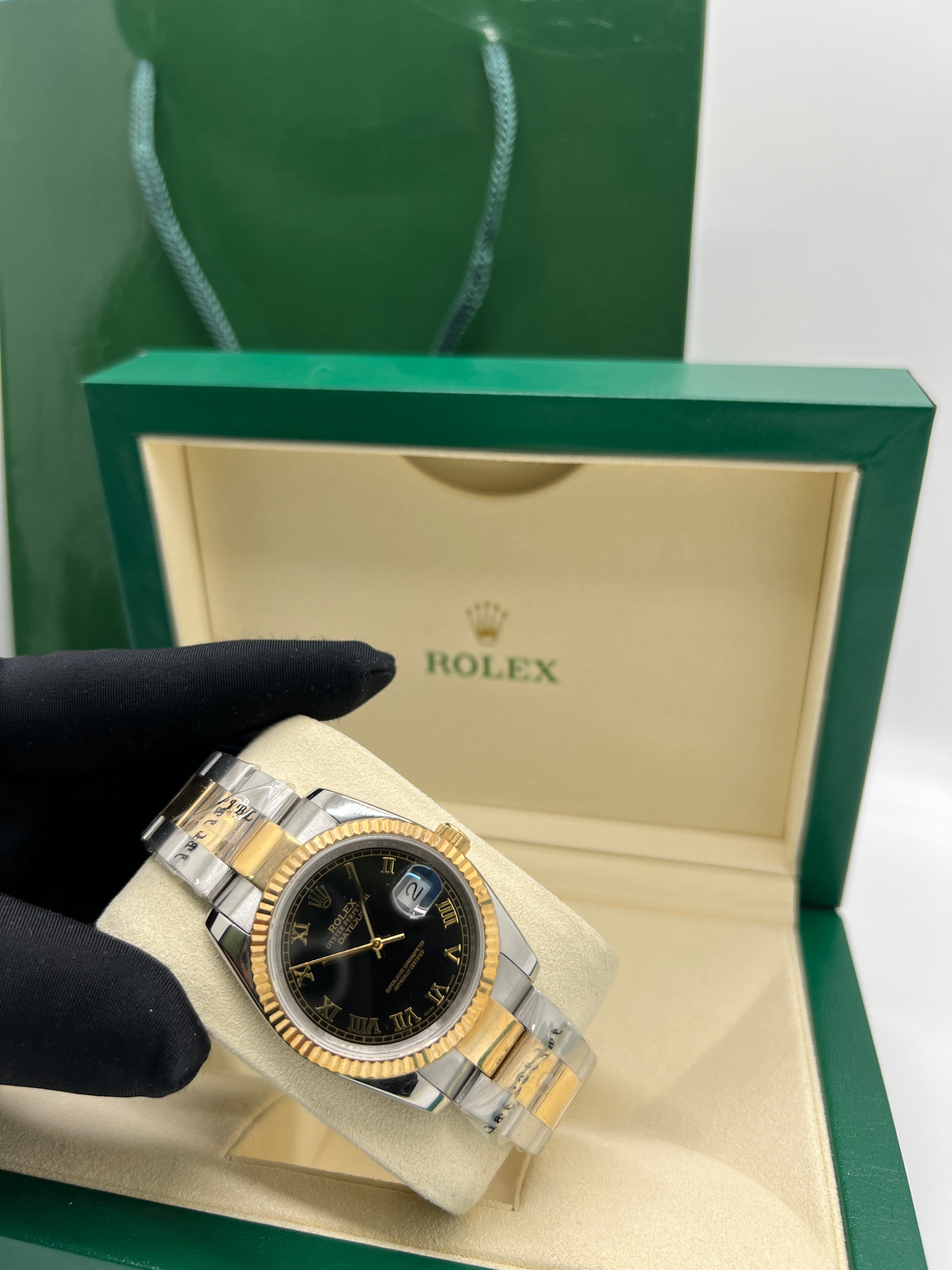 Rolex Datejust II Two Tone 41mm Black Roman Dial
