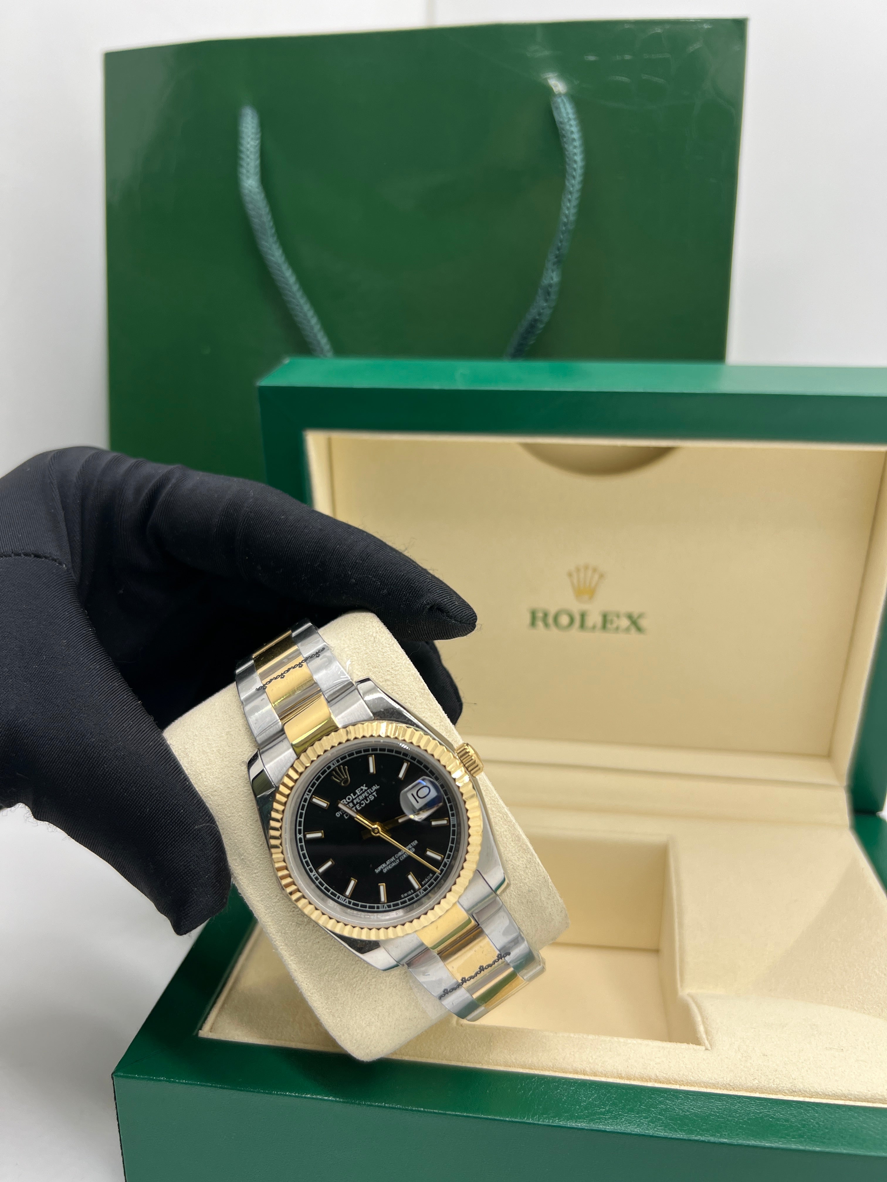 Rolex Datejust  Black Dial Fluted Bezel