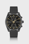 BLACK MESH-BRACELET CHRONOGRAPH WATCH WITH TONAL DIAL